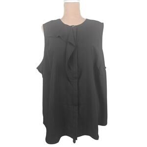 Elizabeth & Clarke Sleeveless Flounce Top with StainTech Black Size 22W